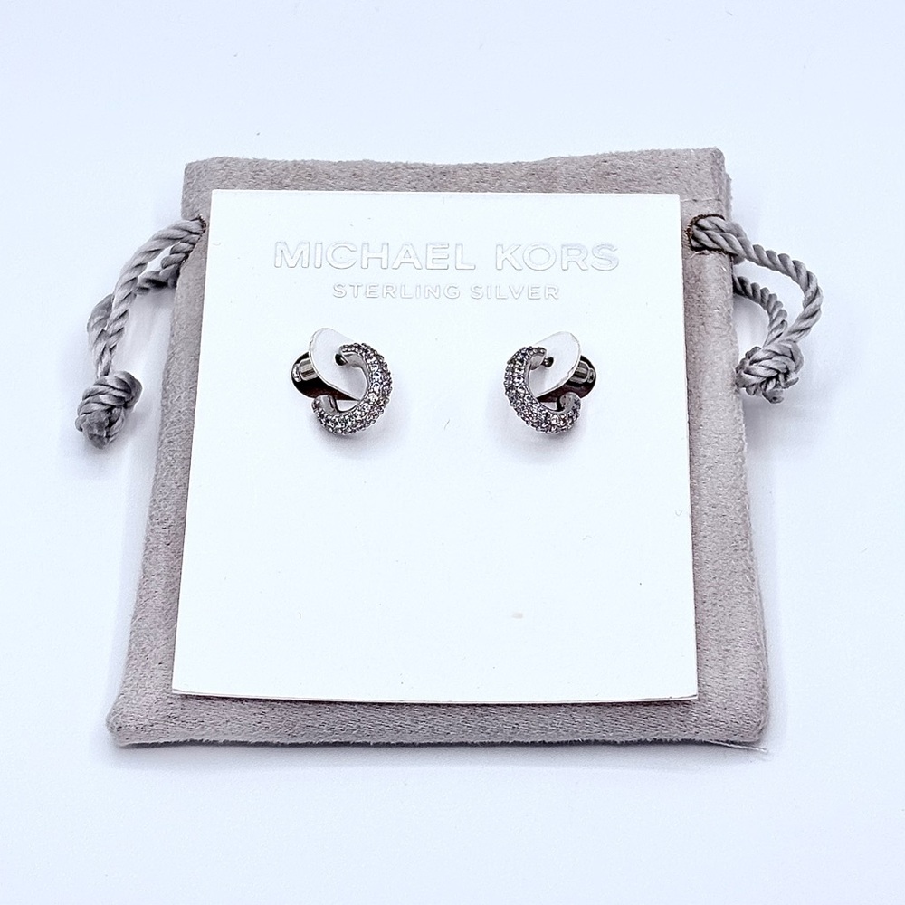 Michael Kors Silver Pave Stud Earrings NWT